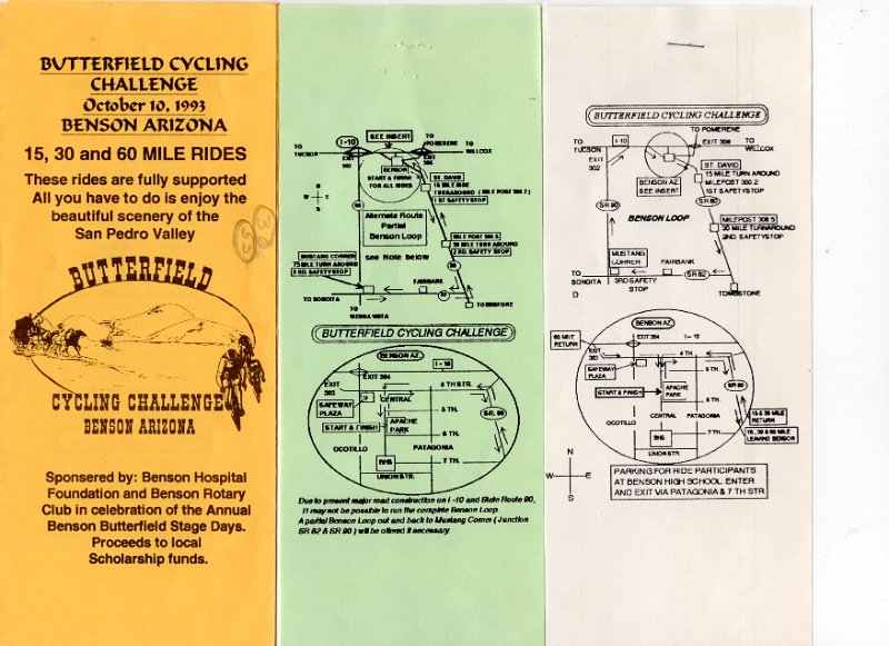 Ride - Oct 1992 - Butterfield Cycling Challenge - Benson - Brochure 1